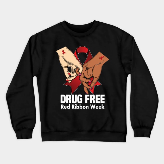 Drug free red ribbon week.. red ribbon gift Crewneck Sweatshirt by DODG99
